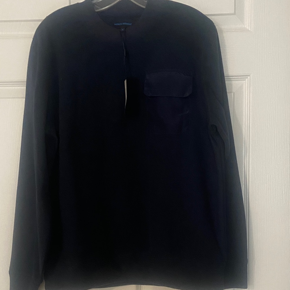 Navy blue Long Sleeve fleece top with pocket